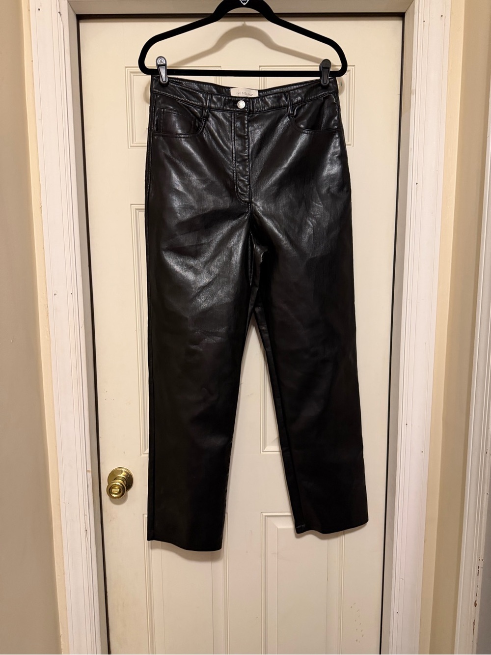 Wilfred Black Faux Leather Pant with Smooth Finish